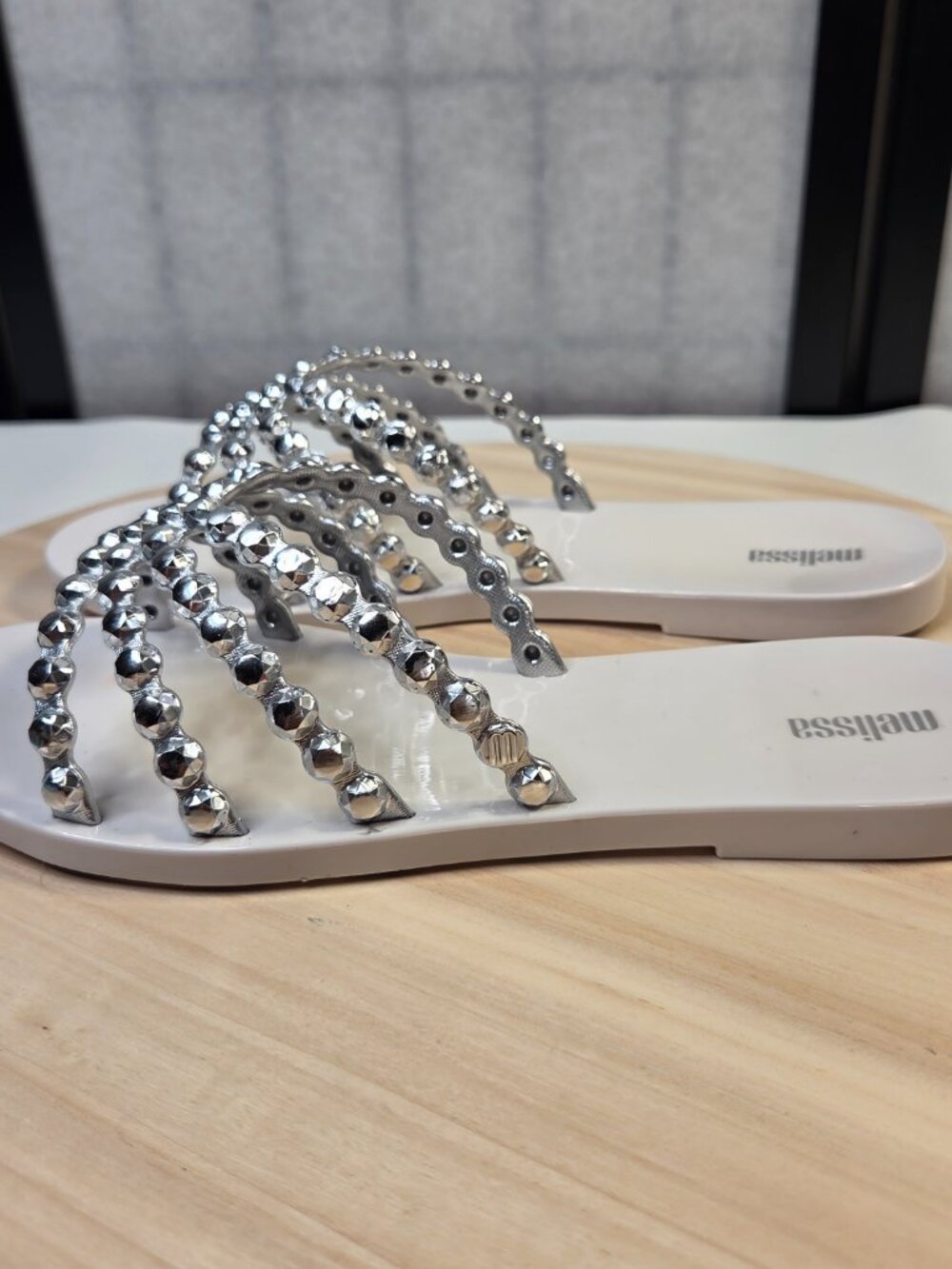 Melissa Faux Crystal White Silver Jelly Sandals Women US 7 - Picture 6 of 12